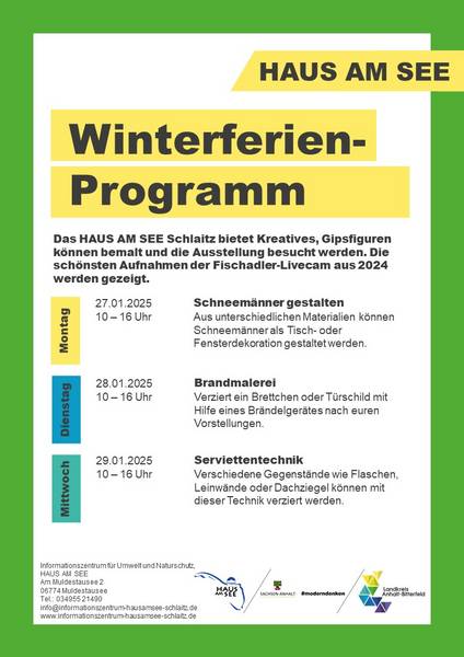 Plakat zum Winterferienprogramm HAUS AM SEE